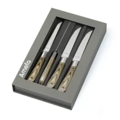 Magasin De Cuisine À Domicile 25 ACHILLE Coffret Amefa 4 Couteaux Steak Manche Bois De Pakka