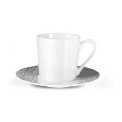 BAGHERA Paire Tasse Café Médard De NOBLAT Pocelaine Décor Platinum - Les 6