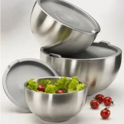 Bol Saladier Double Paroi En Acier Inoxydable + Couvercle GSW D30 -Magasin De Cuisine À Domicile bol saladier double paroi en acier inoxydable couvercle gsw d30 2