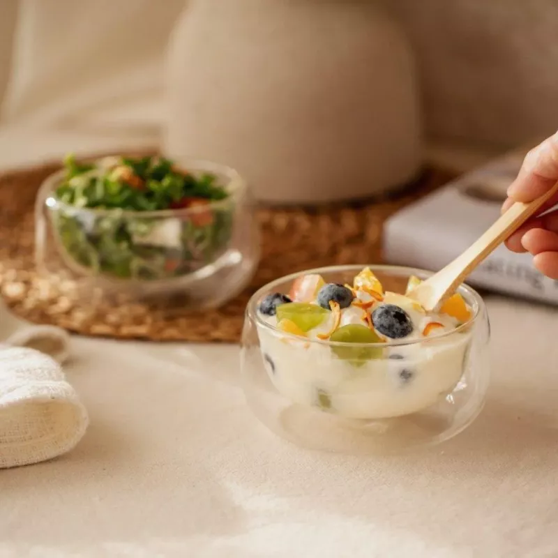 Bols à Double Paroi NUTS Avec Cuillère En Bambou Lot De 2 6 Bols à Double Paroi NUTS Avec Cuillère En Bambou Lot De 2 – Image 4