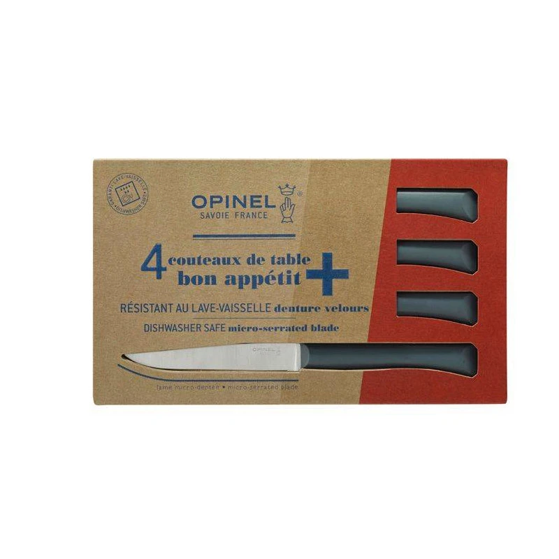 BON APPETIT PLUS Coffret De 4 Couteaux De Table Microdentée Steak OPINEL GRIS 5 BON APPETIT PLUS Coffret De 4 Couteaux De Table Microdentée Steak OPINEL GRIS – Image 3