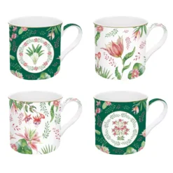 EASY LIFE BOTANIC CHIC Coffret 4 Mugs 30cl En Porcelaine -Magasin De Cuisine À Domicile botanic chic coffret 4 mugs 30cl en porcelaine 4