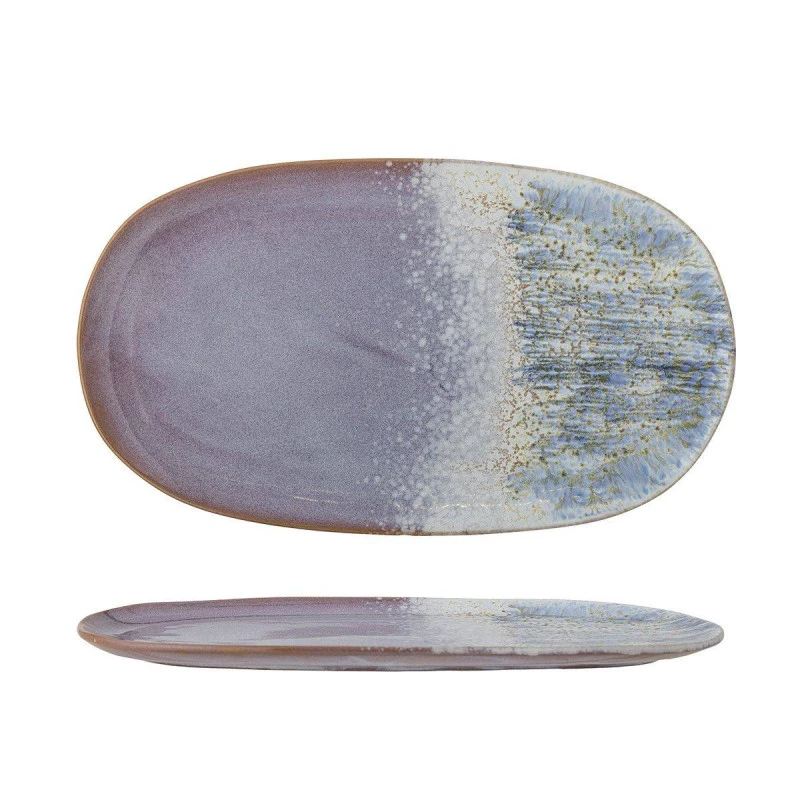 CLOE Plat Ovale En Grès L37 BLOOMINGVILLE Rose Et Bleu 4 CLOE Plat Ovale En Grès L37 BLOOMINGVILLE Rose Et Bleu – Image 2