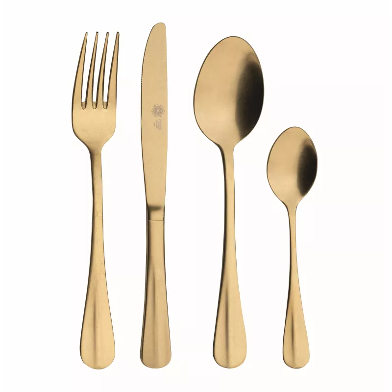 BAGUETTE Ménagère 24 Pcs Inox Doré Pozzi Milano 3 BAGUETTE Ménagère 24 Pcs Inox Doré Pozzi Milano