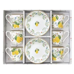 EASY LIFE FLEURS Et CITRONS Coffret Tasse Café Expresso Porcelaine - Les 6 -Magasin De Cuisine À Domicile fleurs et citrons coffret tasse cafe expresso porcelaine les 6 5