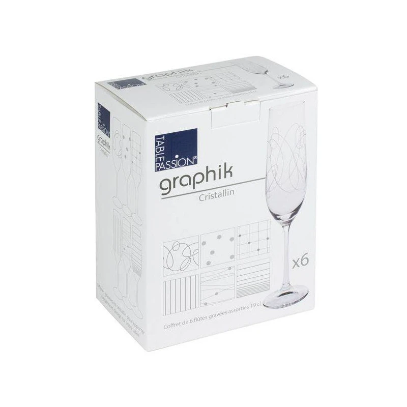 GRAPHIK Flûte 19 Cl En Verre Gravé Les 6 6 GRAPHIK Flûte 19 Cl En Verre Gravé Les 6 – Image 4