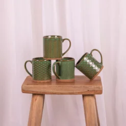 JASPE Coffret Mugs Porcelaine Vert TABLE PASSION 30cl - Les 4 -Magasin De Cuisine À Domicile jaspe coffret mugs gres vert table passion 30cl les 4 4