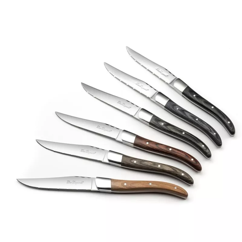 LOUIS Coffret Amefa 6 Couteaux Steak Manche Bois De Pakka Mixés 6 LOUIS Coffret Amefa 6 Couteaux Steak Manche Bois De Pakka Mixés – Image 4