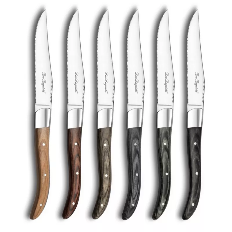 LOUIS Coffret Amefa 6 Couteaux Steak Manche Bois De Pakka Mixés 7 LOUIS Coffret Amefa 6 Couteaux Steak Manche Bois De Pakka Mixés – Image 5