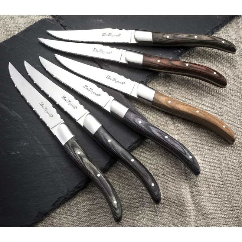 LOUIS Coffret Amefa 6 Couteaux Steak Manche Bois De Pakka Mixés 9 LOUIS Coffret Amefa 6 Couteaux Steak Manche Bois De Pakka Mixés – Image 7