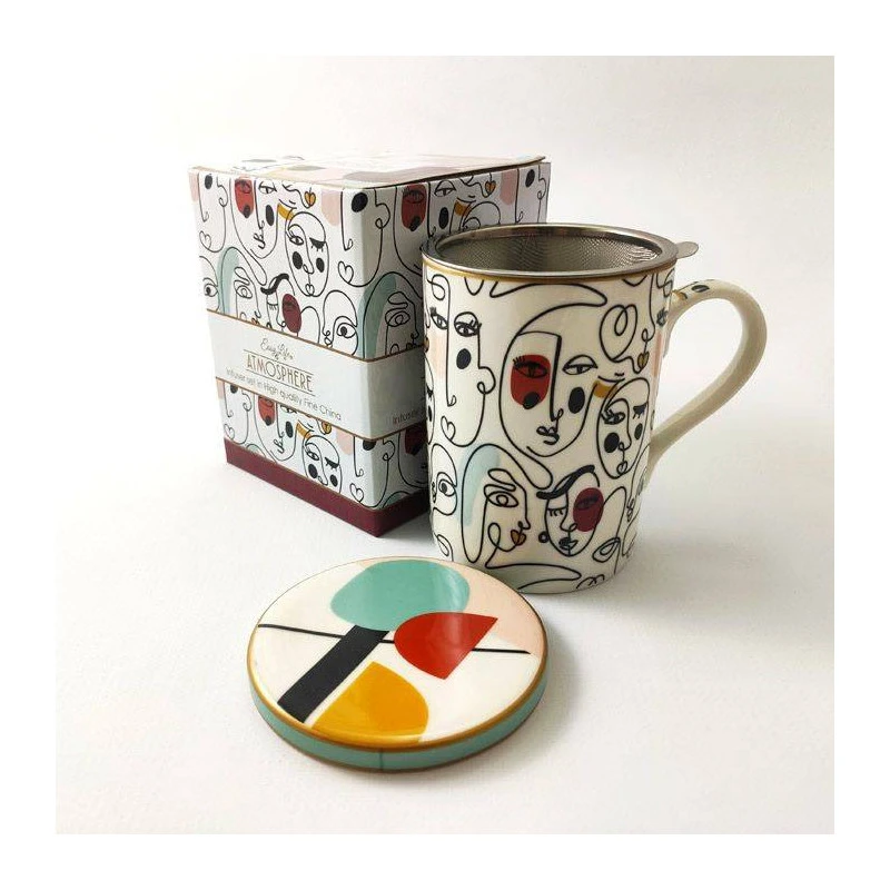 EASY LIFE MODERNISM Coffret Mug Tisanière Porcelaine 3 EASY LIFE MODERNISM Coffret Mug Tisanière Porcelaine