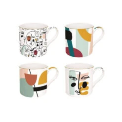 EASY LIFE MODERNISM Mug Porcelaine - Coffret De 4