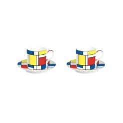 EASY LIFE MONDRIAN Coffret Paire Tasse Café Expresso Porcelaine EASYLIFE - Les 2 -Magasin De Cuisine À Domicile mondrian coffret paire tasse cafe expresso porcelaine easylife les 2 4