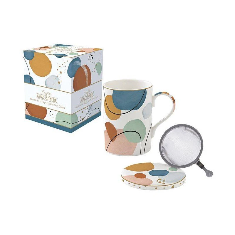 EASY LIFE SHAPES Coffret Mug Tisanière Porcelaine 4 EASY LIFE SHAPES Coffret Mug Tisanière Porcelaine – Image 2