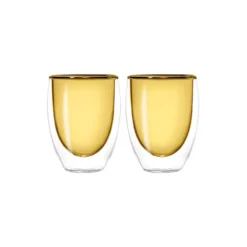 Tasse à Café Thé En Verre Double Paroi 22 Cl WD Lifestyle Jaune- Les 2