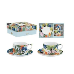 EASY LIFE TROPICAL VIBES Coffret Duo Paire Tasse à Déjeuner Porcelaine