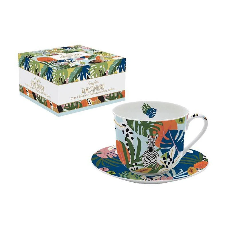 EASY LIFE TROPICAL VIBES Tasse à Déjeuner Porcelaine Fine 3 EASY LIFE TROPICAL VIBES Tasse à Déjeuner Porcelaine Fine